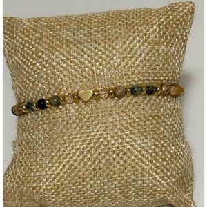 Gold Heart Multicolor Beaded Adjustable Bracelet NEW